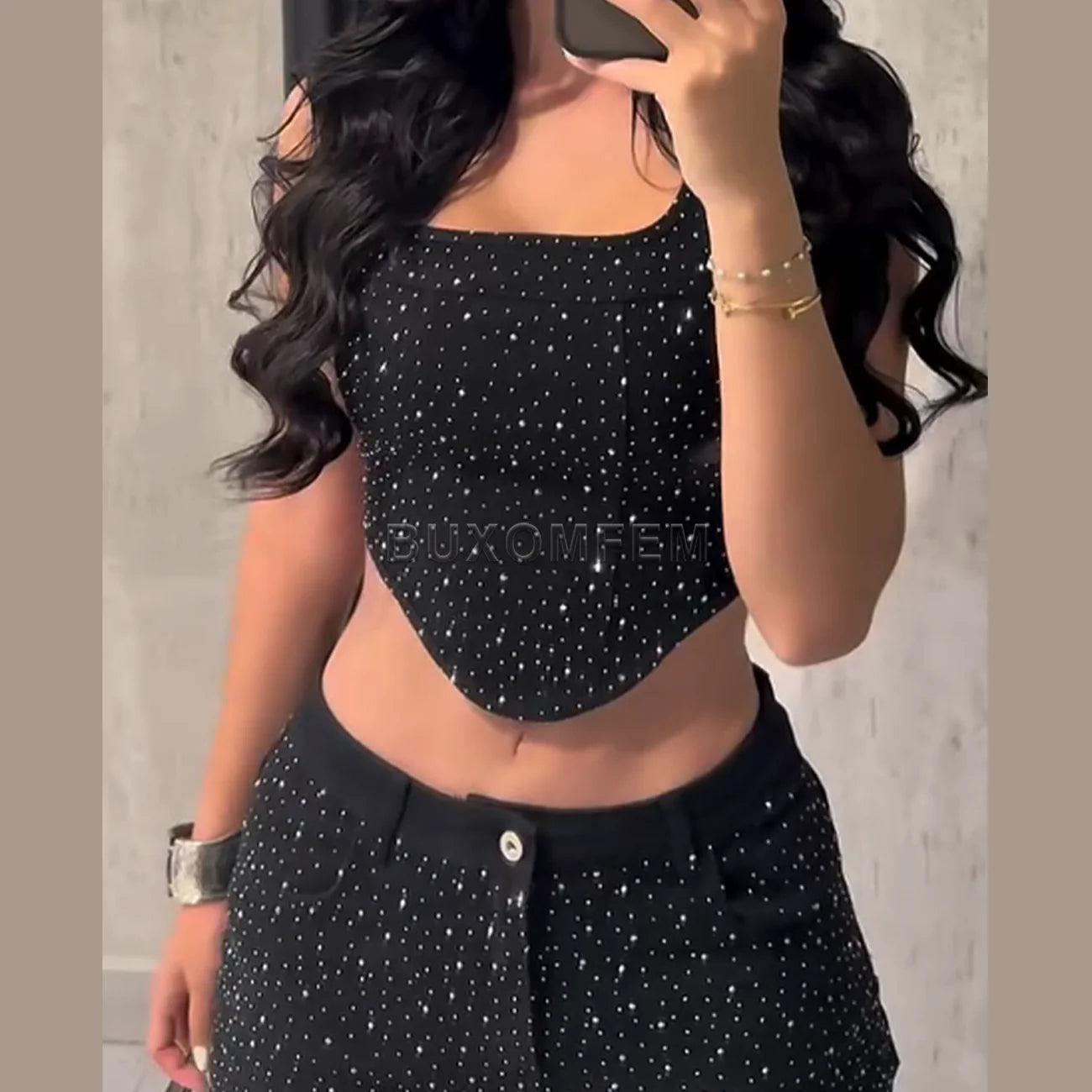 Ladies Diamond Strap Work Pants Set Fashion Push Up Trousers Women's Demin Jumpsuits Streetwear Outfits Evening Party Clothings