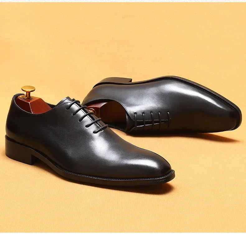 Italian Men's Formal Shoes Luxury Genuine Leather Handmade Quality Comfortable Elegant Black Wedding Social Oxfords Shoes Man