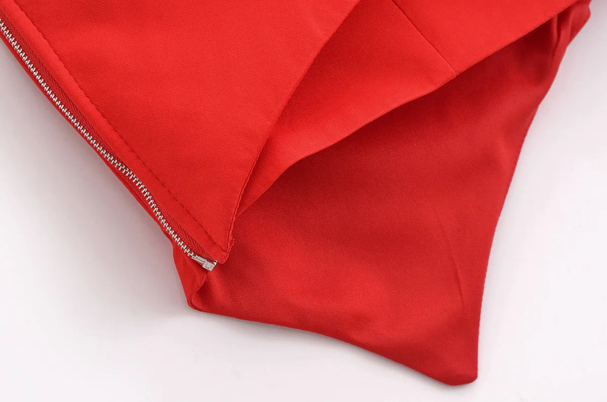 Fashion Asymmetrical Heart Shaped Crop Tops Woman New Women Vintage Sexy Sleeveless Off Shoulder Red Short Tops for Female Tops