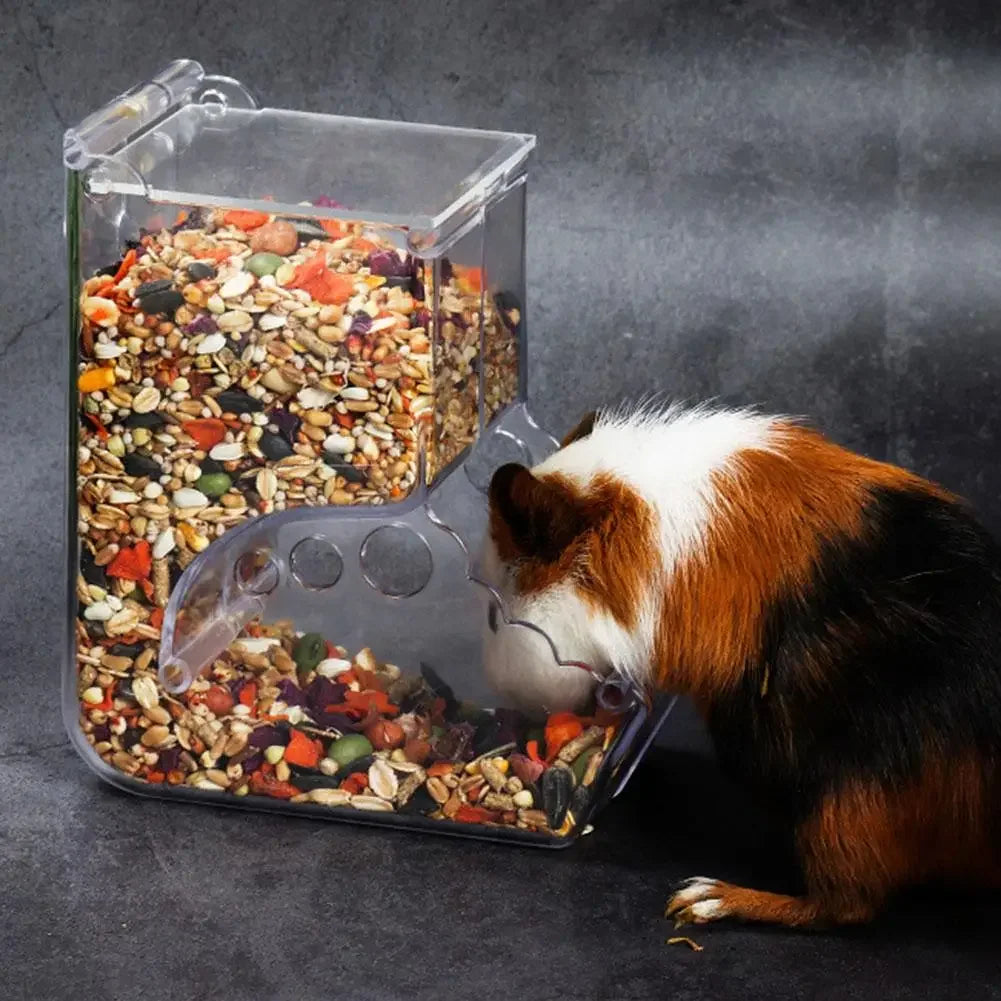 Pet Hamster Rabbit Squirrel Food Dispenser Feeder Plastic Clear Automatic Pet Feeder for Hamster Guinea Pigs Food Bowl Container
