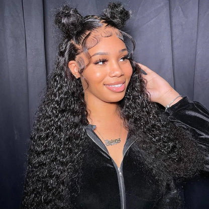 CEXXY 300% High Density Deep Wave 13x6 HD Lace Frontal Wig Brazilian Curly Water Wave Lace Frontal Wigs 36 Inches For Women