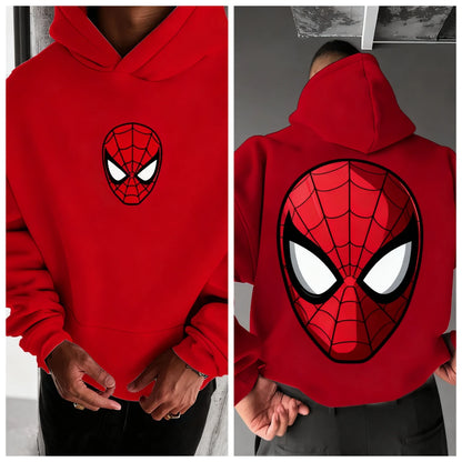 Marvel Spider Man Cotton Hoodie Autumn Winter Warm Wear Versatile Pocket Design for Casual Travel and Mountain Climbing