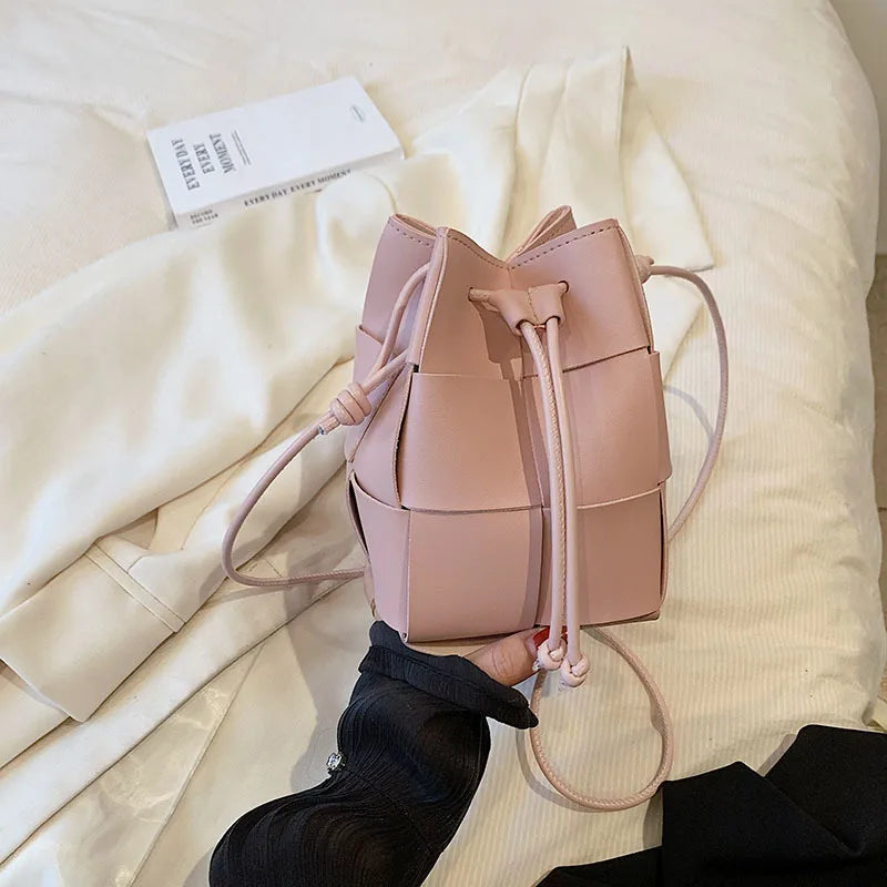 Summer New Fashion Mini Bags Women Design Korean Chic Woven Shoulder Crossbody PU Leather Handbag Hotgirl All-match Money Bag