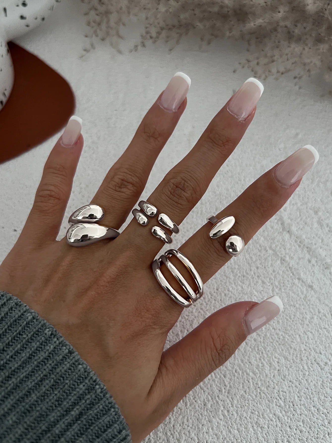 DIEZI 4pcs/set New Hip Hop Metal Finger Rings For Women Girls Men Punk Gold Silver Color Geometric Knuckle Joint Ring Jewelry