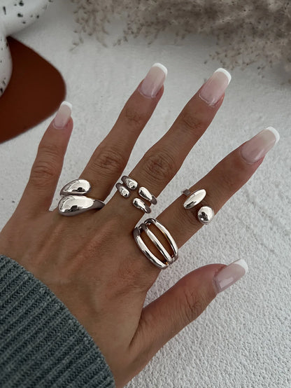 DIEZI 4pcs/set New Hip Hop Metal Finger Rings For Women Girls Men Punk Gold Silver Color Geometric Knuckle Joint Ring Jewelry
