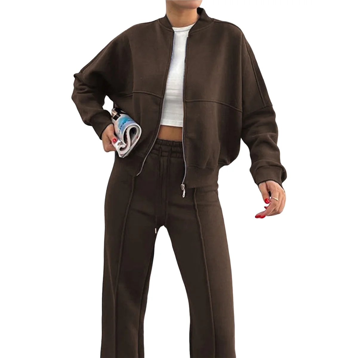 ASDS-Lounge Sets For Women Sweatsuit 2 Piece Outfits Sweatshirt Wide Leg Sweatpant Tracksuit Matching Set