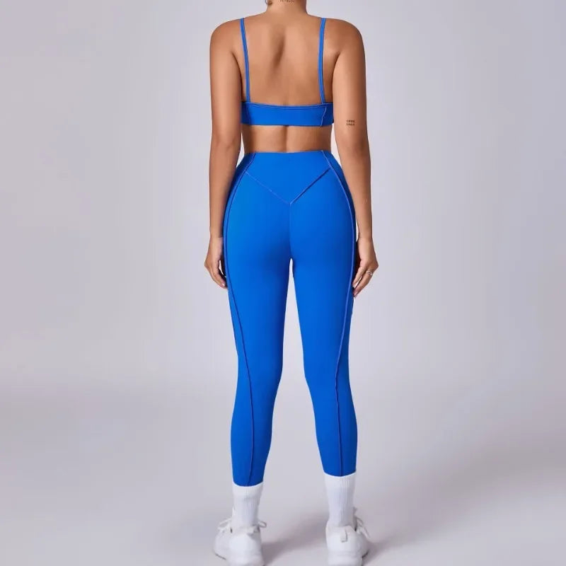 Yoga Fitness Sports Sets High Waist Hip-lifting Shorts Open Back Bra Suit Casual Running Workout Gym Leggings Sexy Set for Women