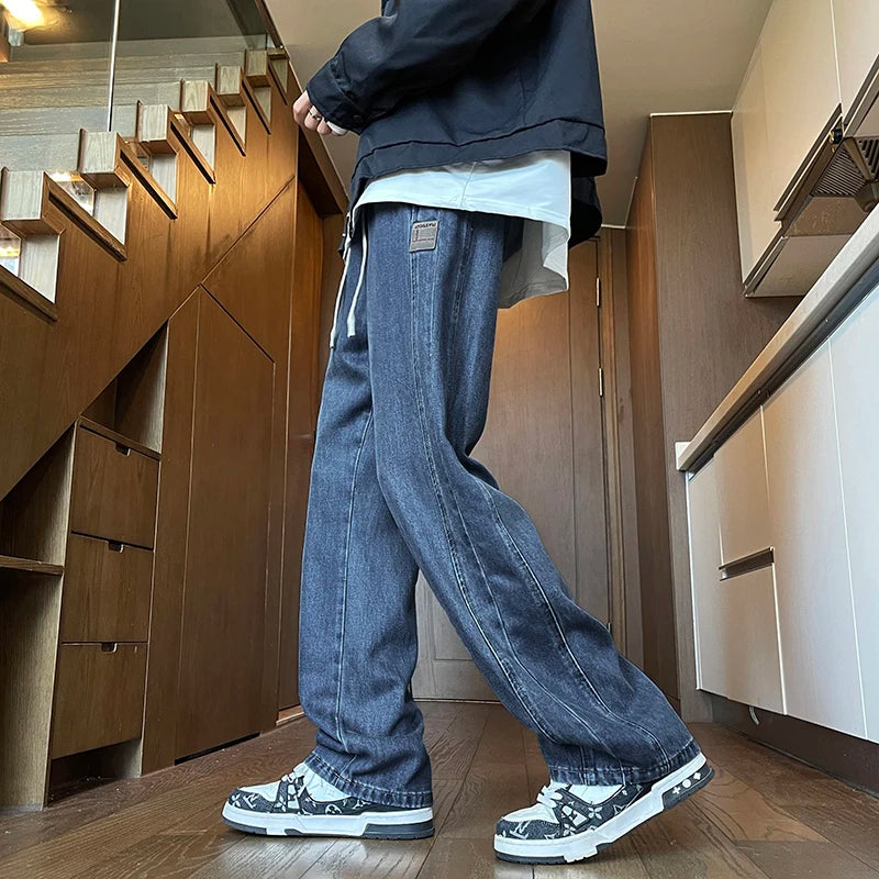 25ss Summer Vintage 190cm Men's Super long Pants 115cm Elastic Waist Straight Leg Breathable Drape Sportswear Casual Pants