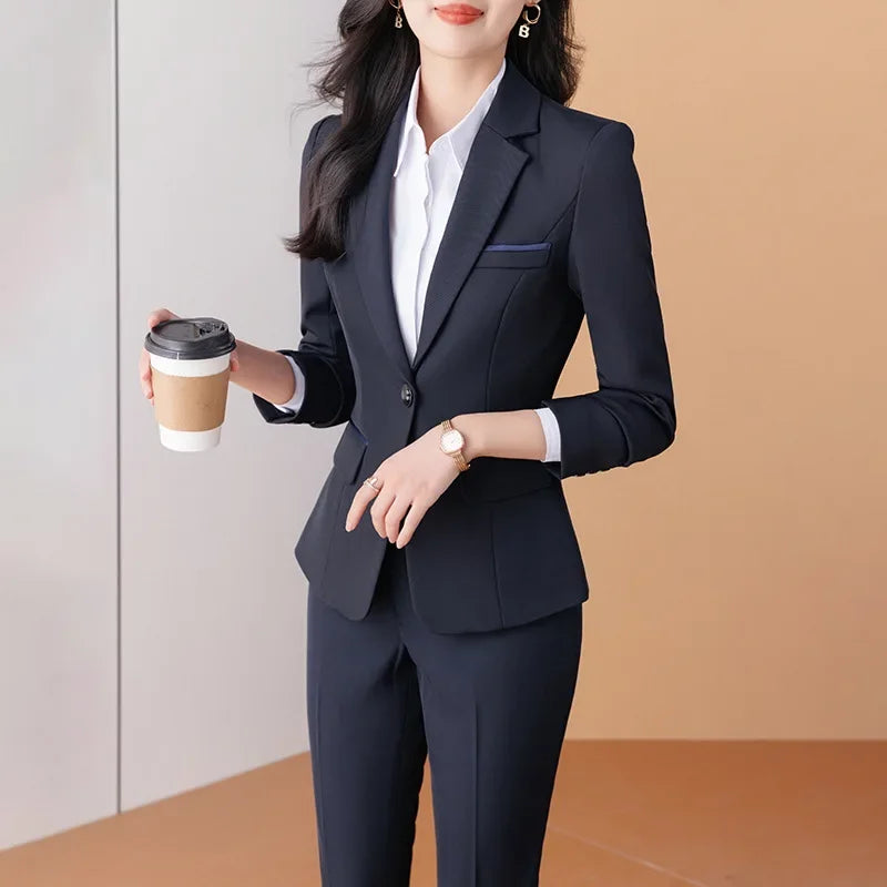 Elegant Western-Style Black Suit Jacket For Women Fashionable Professional Workwear Ideal For Interviews And Office Settings