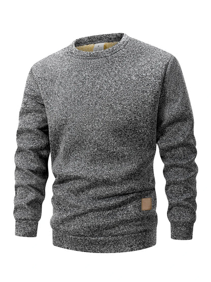 Winter Men's Crew Neck Sweatshirts Solid Color Fleece Thicken Sweatwear Outdoor Casual Daily Long Sleeve Pullover Man Sportswear