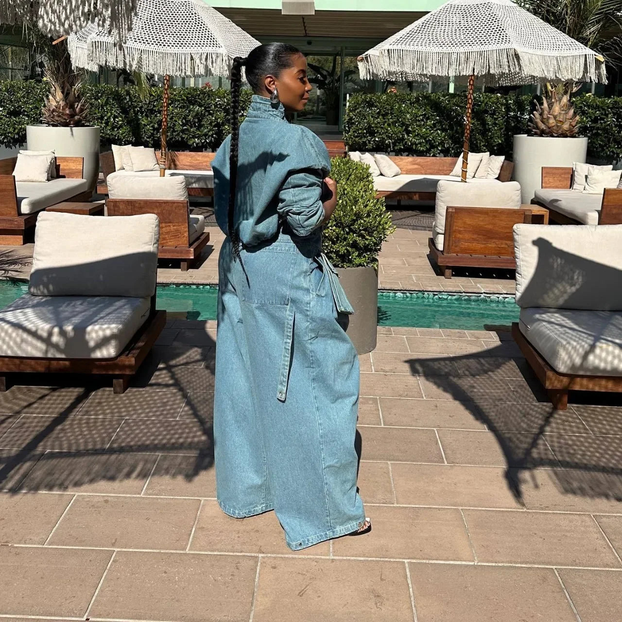 Denim Two Piece Sets Women Coat Jacket Wide Leg Pants Jeans Suits Matching Sets Trousers Outfits 2025/2026 Y2k Streetwear Party