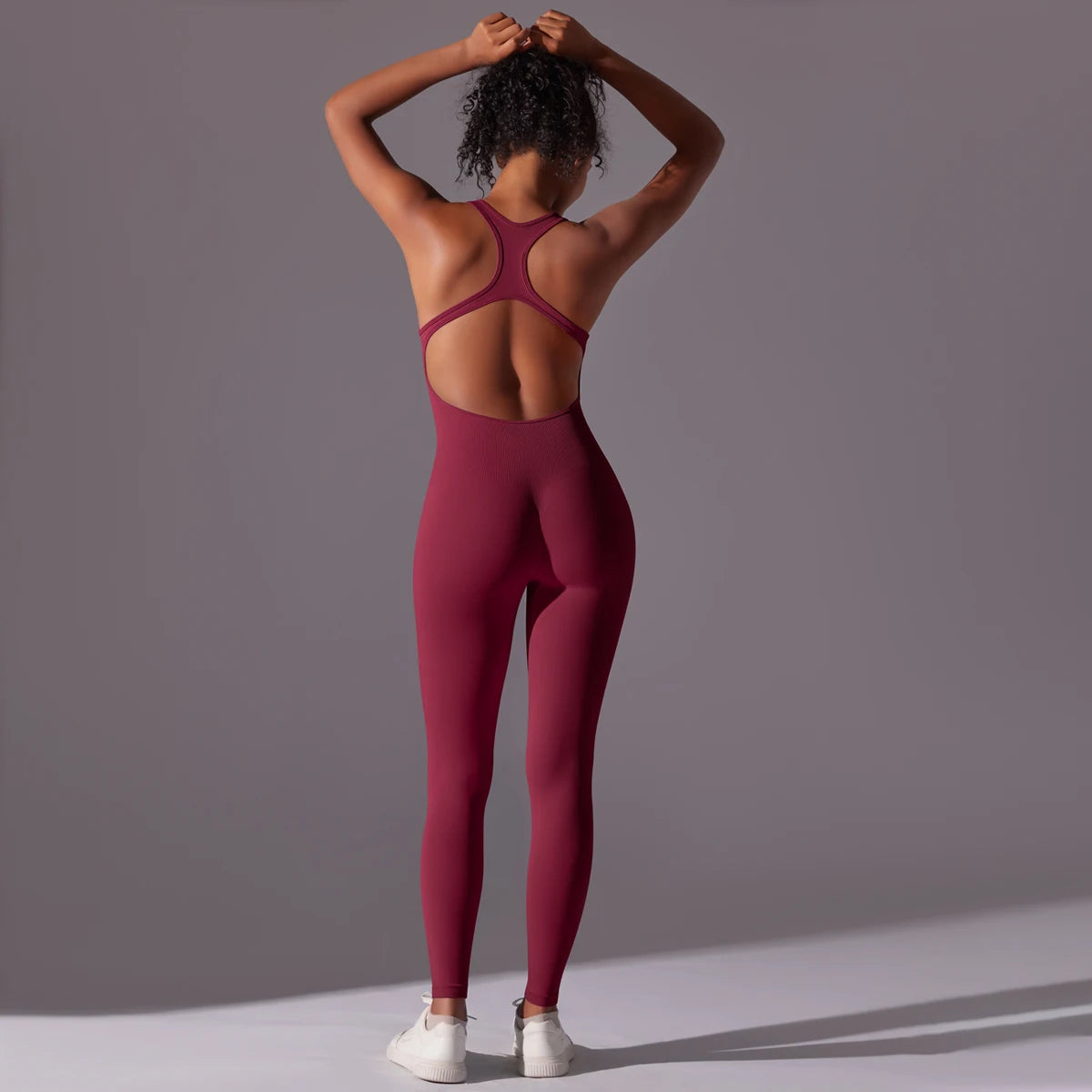 Sexy Back V Jumpsuit Gym Set Women Training Yoga Suit Sportswear Women Sports Jumpsuit Fitness Rompers Stretch Workout Bodysuits