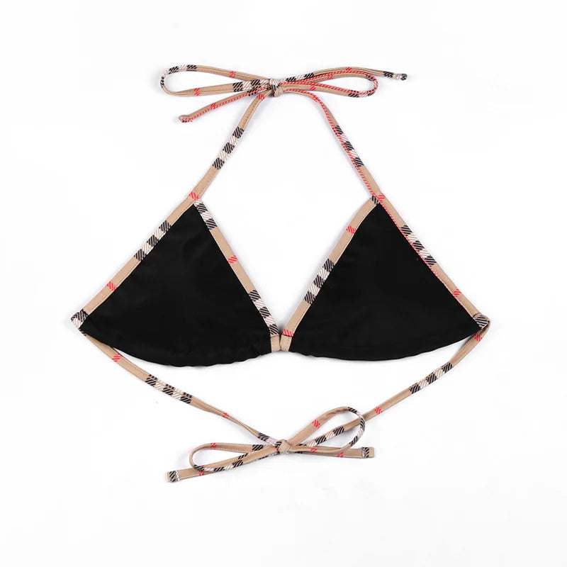 Check Bikini Sets Luxury Designer Brand Classic Print Swimsuit Two-piece Fashion Sexy Beach Swimwear 2025 Summer Women Clothing