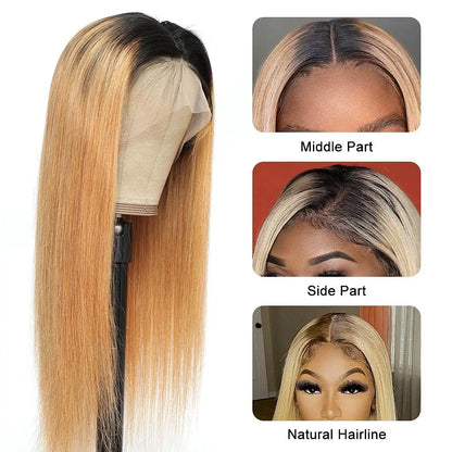 1B 27 Honey Blonde Wig Hd Lace Front Wigs Blonde Lace Front Wig Straight Human Hair Wig Brazilian Remy Colored For Women 30 Inch