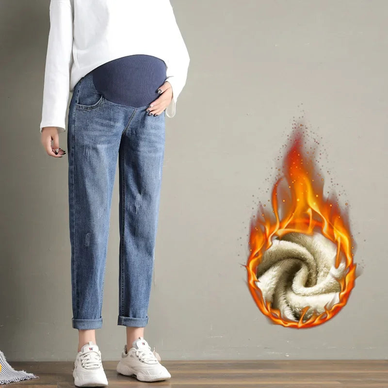 Pregnancy Abdominal Pants Boyfriend Jeans Maternity Pants For Pregnant Women Clothes High Waist Trousers Loose Denim Jeans