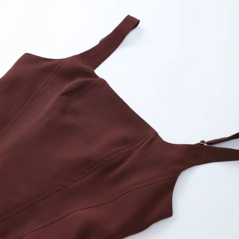 Sexy Backless Ruched Mini Dress Women Elegant Tapered Straps Square Collar Sleeveless High Waist Dresses 2025 Lady Party Gown