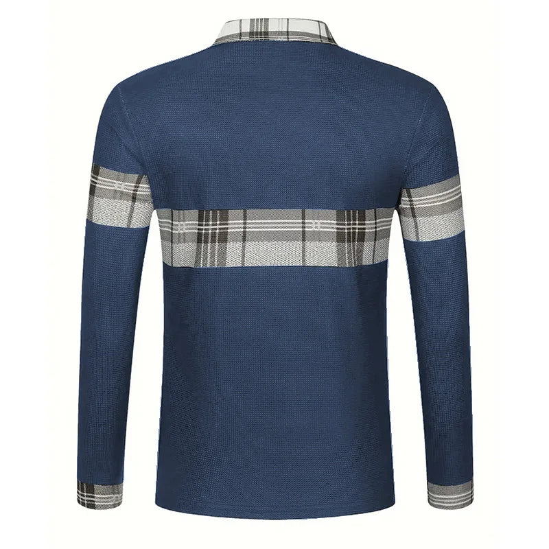 Spring and Autumn Men's Polo Shirt Lapel Pocket T-shirt Men's Business Casual Long sleeved European and American Plus Size