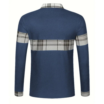 Spring and Autumn Men's Polo Shirt Lapel Pocket T-shirt Men's Business Casual Long sleeved European and American Plus Size