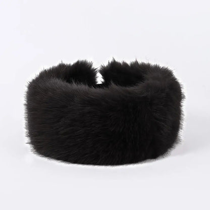 Winter Lmitation Fur Thickened Fluffy Headband Plush Solid Color Headwear Outdoor Windproof Ear Warmer Head Cover Ski Cap
