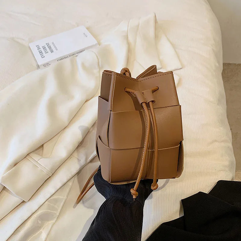 Summer New Fashion Mini Bags Women Design Korean Chic Woven Shoulder Crossbody PU Leather Handbag Hotgirl All-match Money Bag