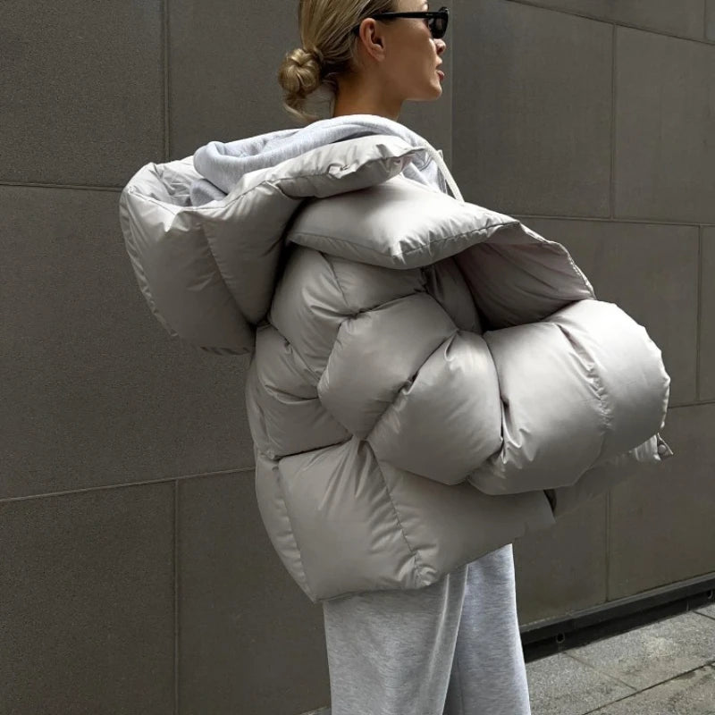 New in Winter Warm Cotton Puffer Jackets Women's Loose Parkas Coat Vintage Bread Jacket Outwear Office Ladies Quilted Clothing