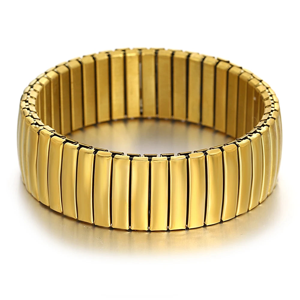 Freetry 18K Gold Plated Stainless Steel Adjustable Bracelet Fashion Elastic Metal Bracelet Trendy Jewelry Accessories Official