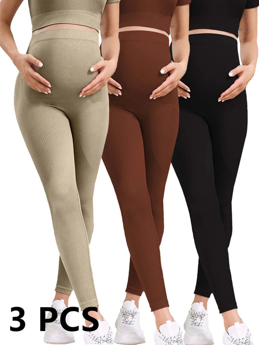 3 Pack Women's Maternity Leggings Maternity Yoga Pants Pregnancy Leggings Maternity Clothes