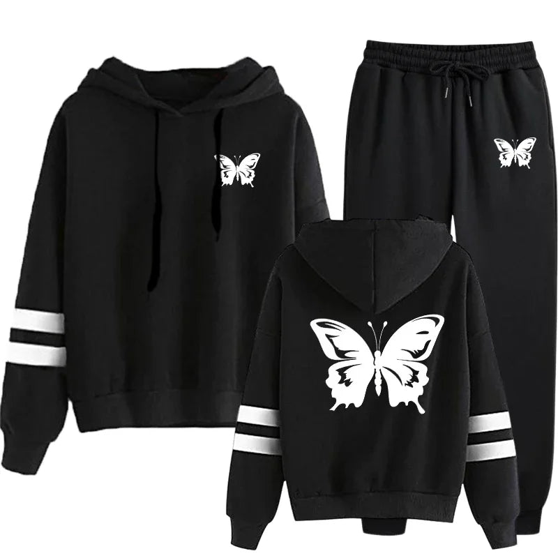 Women Tracksuit Casual Daily Hoodies Quality Single Piece Stripe Sweatshirt and Sweatpants Comfort Outdoor Jogging Autumn Winter