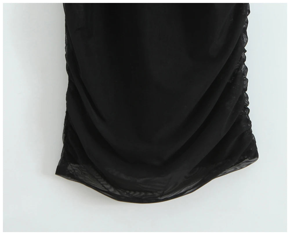 Womens Dress Mesh Ruched Slim Fit Long Spaghetti Strap Elegant Dress Must Have For Elegant Parties And Evening Banquets