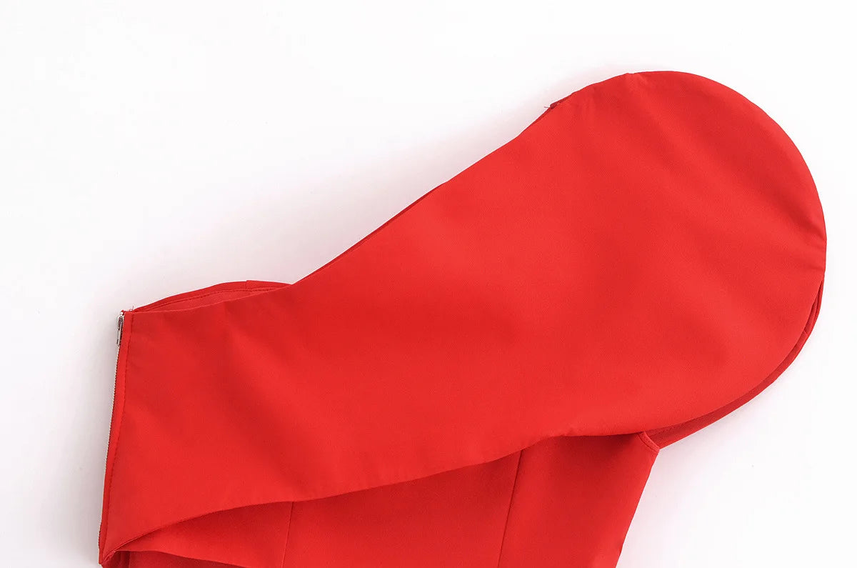 Fashion Asymmetrical Heart Shaped Crop Tops Woman New Women Vintage Sexy Sleeveless Off Shoulder Red Short Tops for Female Tops