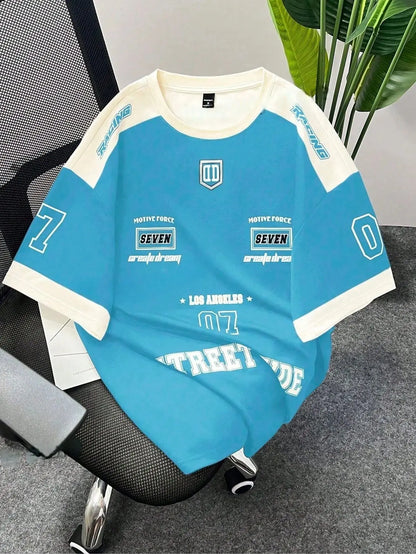 The 2025 summer new men's T-shirt 3D digital printed short-sleeved T-shirt, men's sportswear, Brooklyn racing football T-shirt,