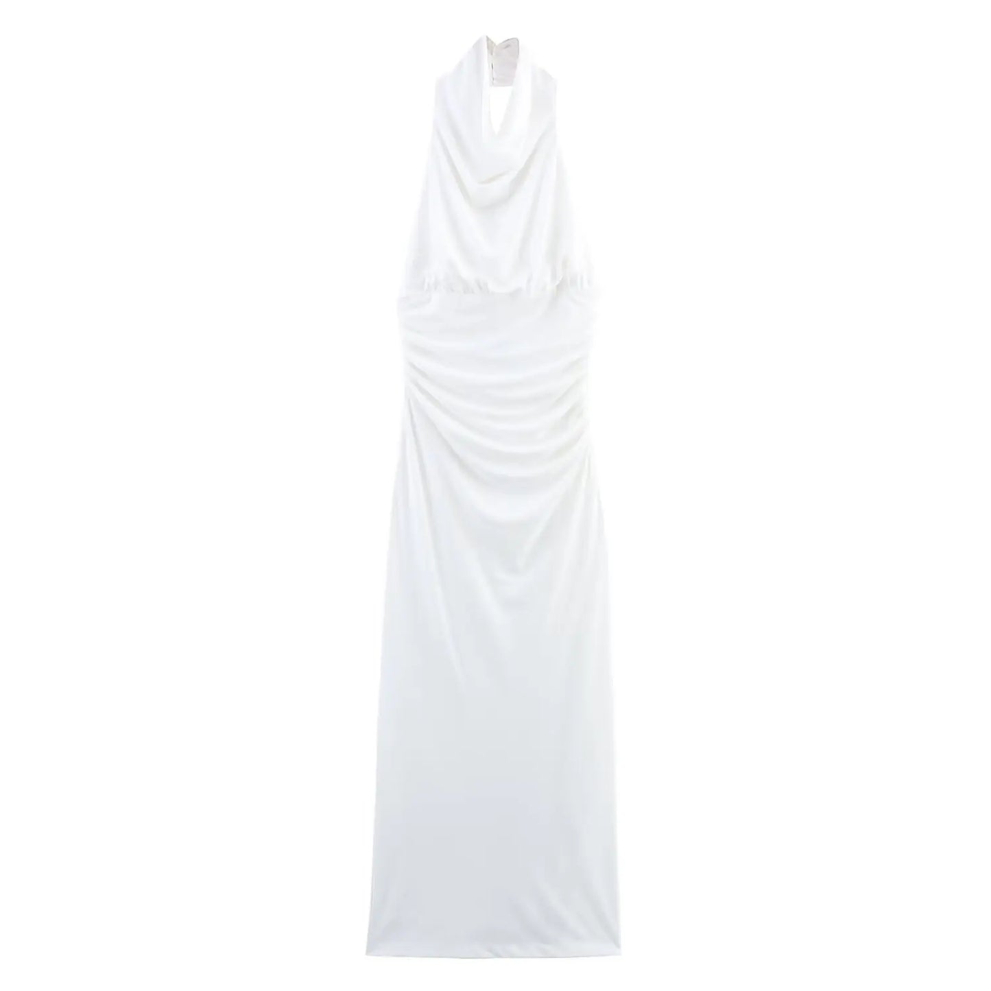 2025 summer new women's clothing casual fashion temperament simple slim design backless halter neck long dress