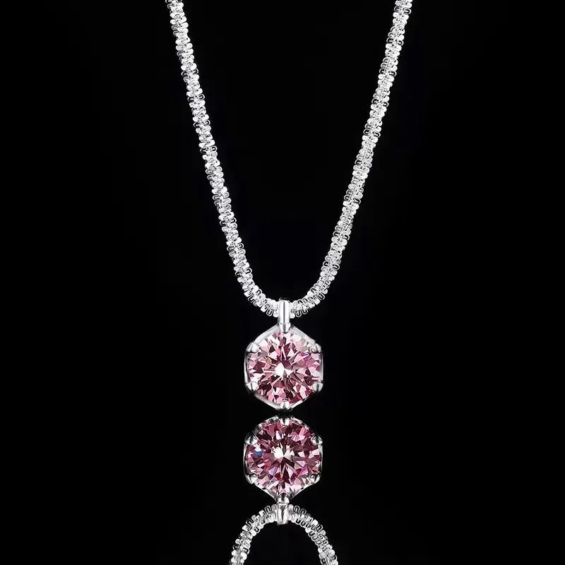 TEN CARATS 0.5-2CT GRA Moissanite Necklace for Women D Color Sparkling Classic Lab Diamon Pendant Sterling Silver 925