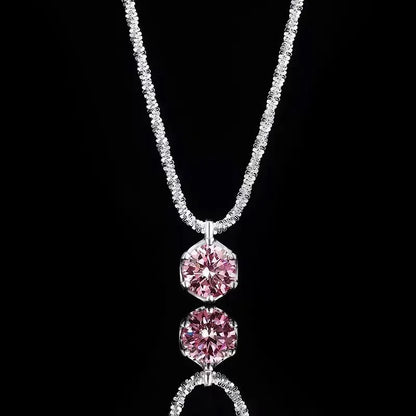 TEN CARATS 0.5-2CT GRA Moissanite Necklace for Women D Color Sparkling Classic Lab Diamon Pendant Sterling Silver 925