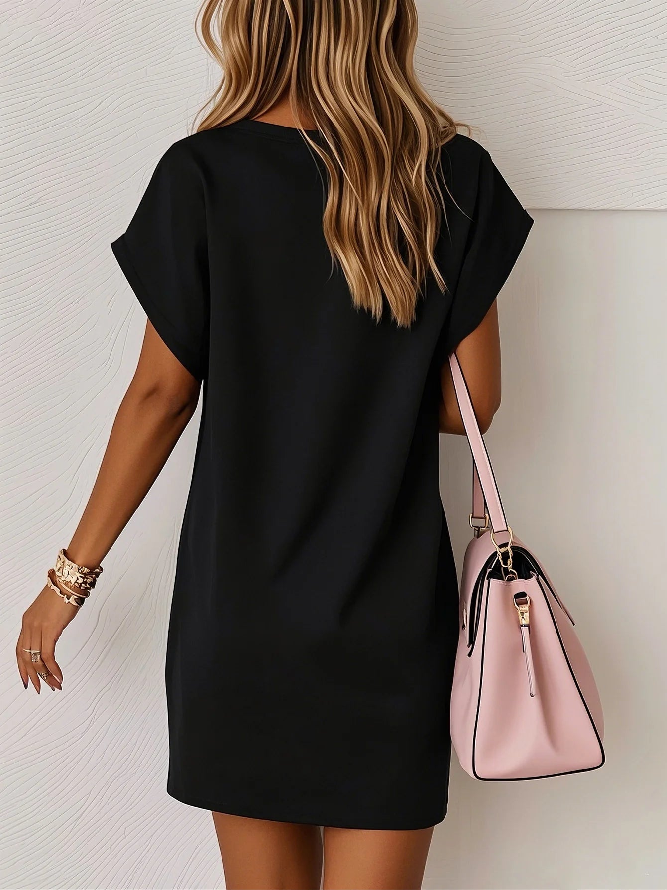 Women's summer casual plus size portrait abstract print large round neck short sleeved pocket dress