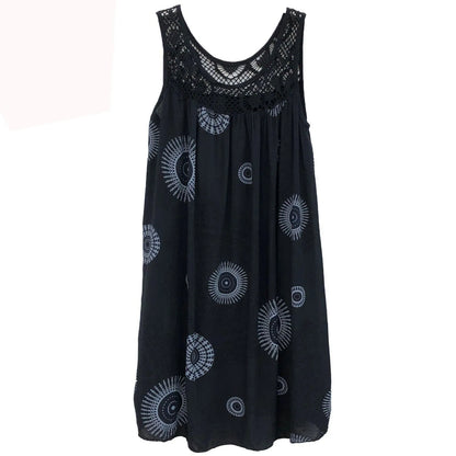 Women's clothing summer sleeveless camisole dress lace print sleeveless large swing loose sexy dress long skirt plus size