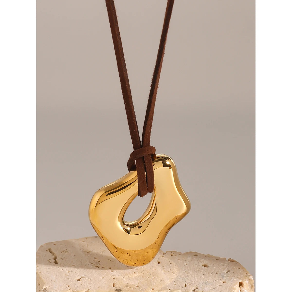 Youthway Trendy Stainless Steel Waterproof Irregular Geometric Metal Wax Rope Necklace Gold Silver For Women Jewelry Gift