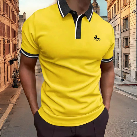 Summer men's short sleeved polo shirt business office lapel shirt Men's sports and casual top European and American plus size