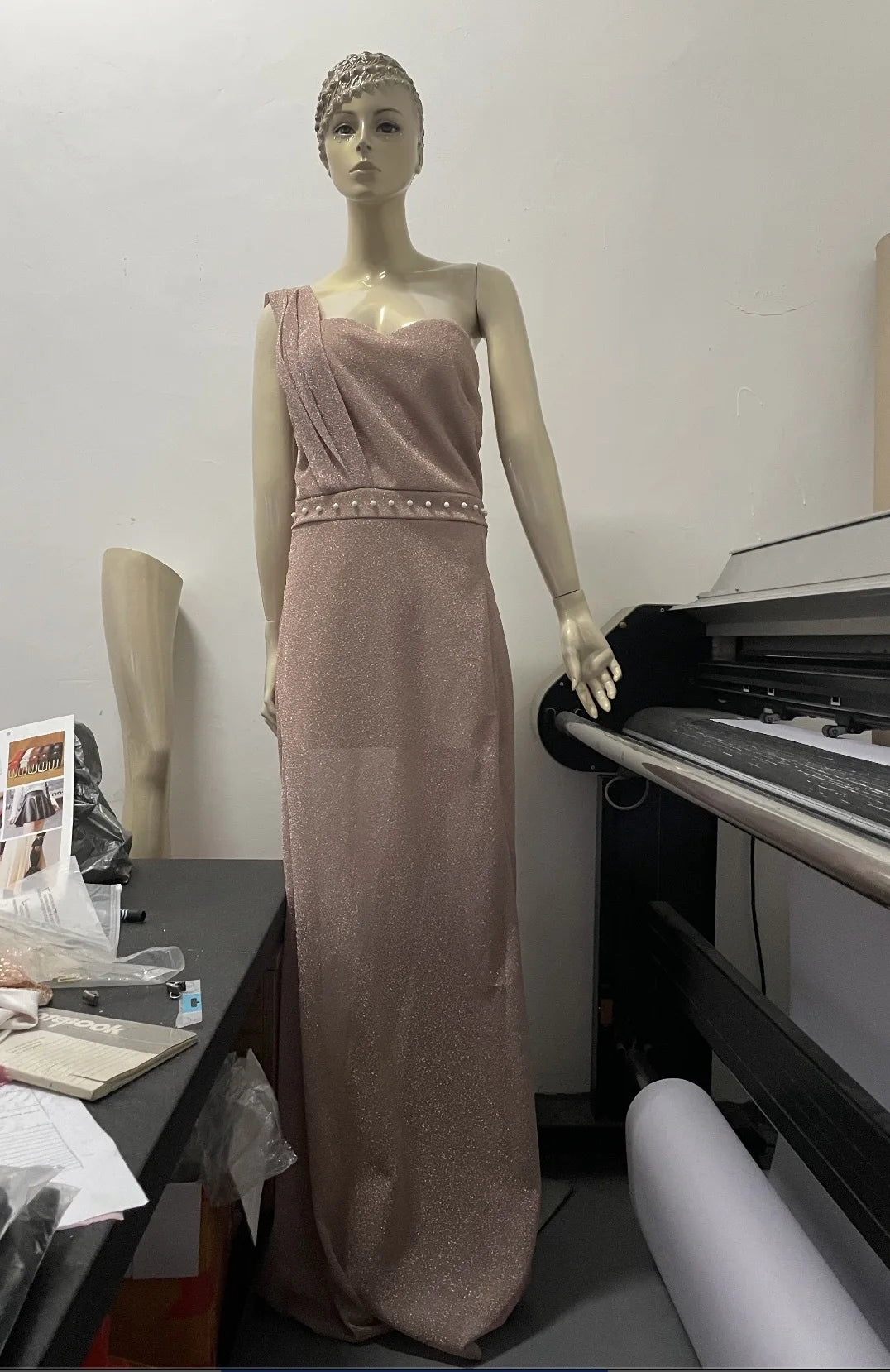 2025 Women's Wedding Party Dress Evening Elegant Sexy Deep V Neck One Shoulder Sleeveless Sequined Long Maxi Dresses For Women