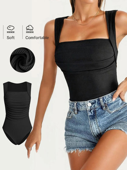 Women's Slim-Fit One-Piece Swimsuit, Casual Summer Swimwear, Plain Color Bathing Suit, Comfortable Moderate Fabric, Ideal for Be