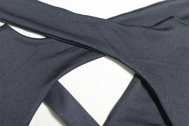 Elegant Black White Bodycon Dresses for Woman Long Sleeve Hollow Out Lace-Up Backless Bandage Party Dress Club Vestido Branco