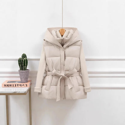 Women's Quilted Puffer Vest Thicken Warm Winter Hooded Coat Solid Color Sleeveless Padded Outwear Cropped Button Zip Up Coat