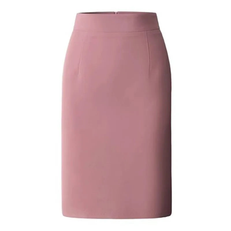 Elegant High Waisted Office Lady Pencil Skirt Korean Fashion Slim Fit Package Hip Midi Skirts Women Solid Color All-match Skirts