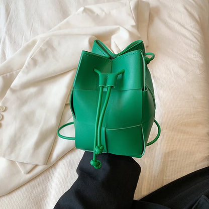 Summer New Fashion Mini Bags Women Design Korean Chic Woven Shoulder Crossbody PU Leather Handbag Hotgirl All-match Money Bag