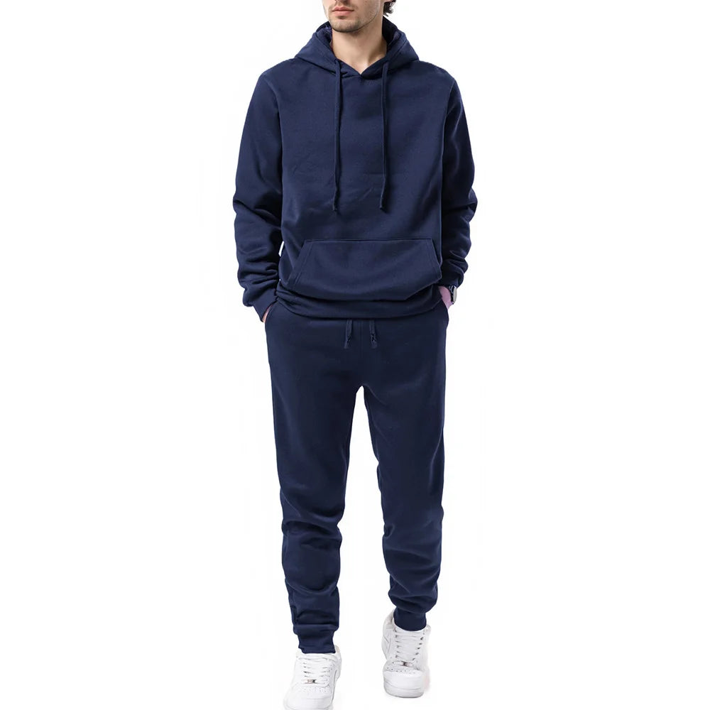 Tracksuit for Men Hoodie Sweatshirt and Pants Set Autumn Warm Sports Suits Male Casual Jogging Pullover Trousers 2 Pieces Sets