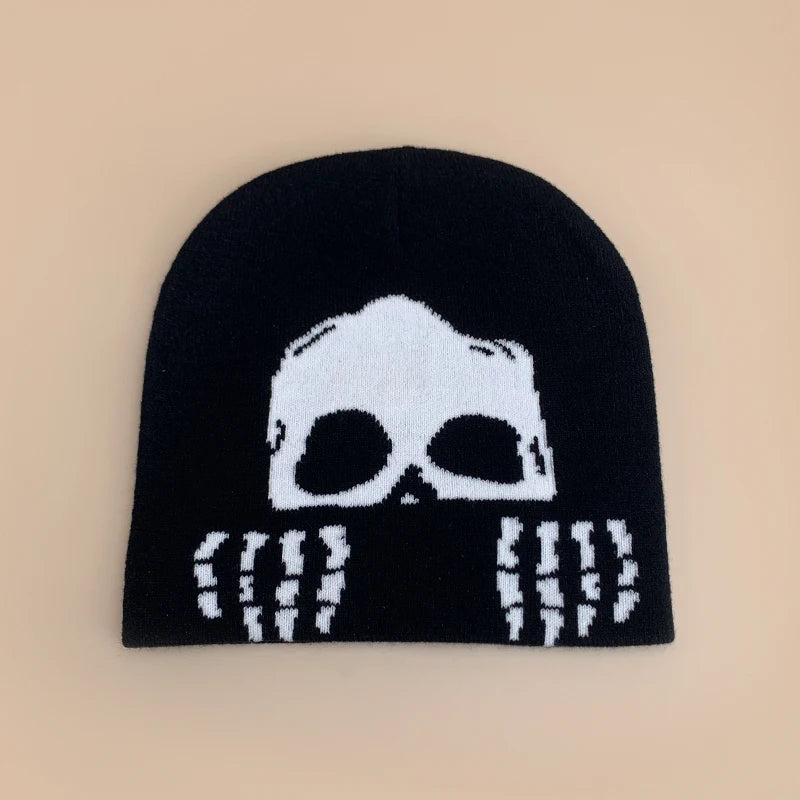 Personal Punk Skull Demon Knitted Hats Autumn and Winter Unisex Dark Series Warm Street Versatile Niche Fashion Hip Hop Beanies