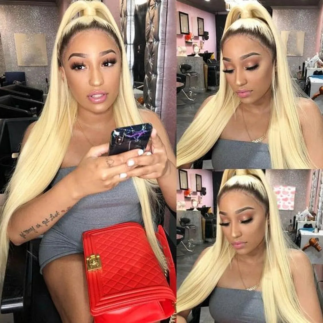1B 613 Honey Blonde Color Lace Front Human Hair Wigs Dark Roots Remy Brazilian Straight 13x4 Lace Front Human Hair Wig for Women