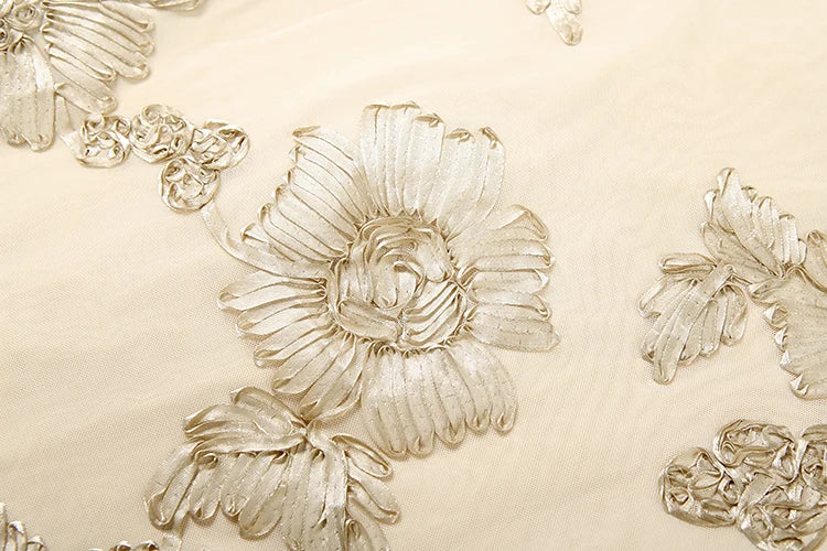 Nibber Elegant Flower Embroidery Maxi Dress Women Low-Neck Cross Bandage Backless Summer Street Trend Skinny Holiday Vestidos