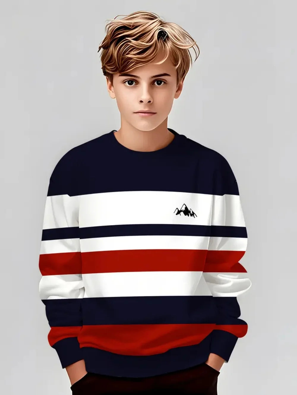 Autumn Classic Boyst-Shirt Outdoor Round Neck Long Sleeves Top Stripe 3D Print Street Loose T-Shirt Comfort Children's Clothing