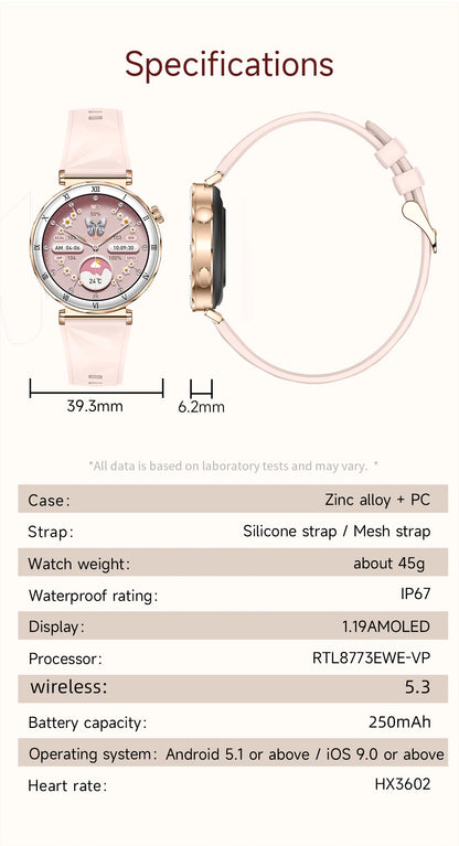 LIGE New Ultra Thin Smart Watch Women Screen Always Display Time Diamond Luxury Bracelet Voice Calling AMOLED Smartwatch Ladies